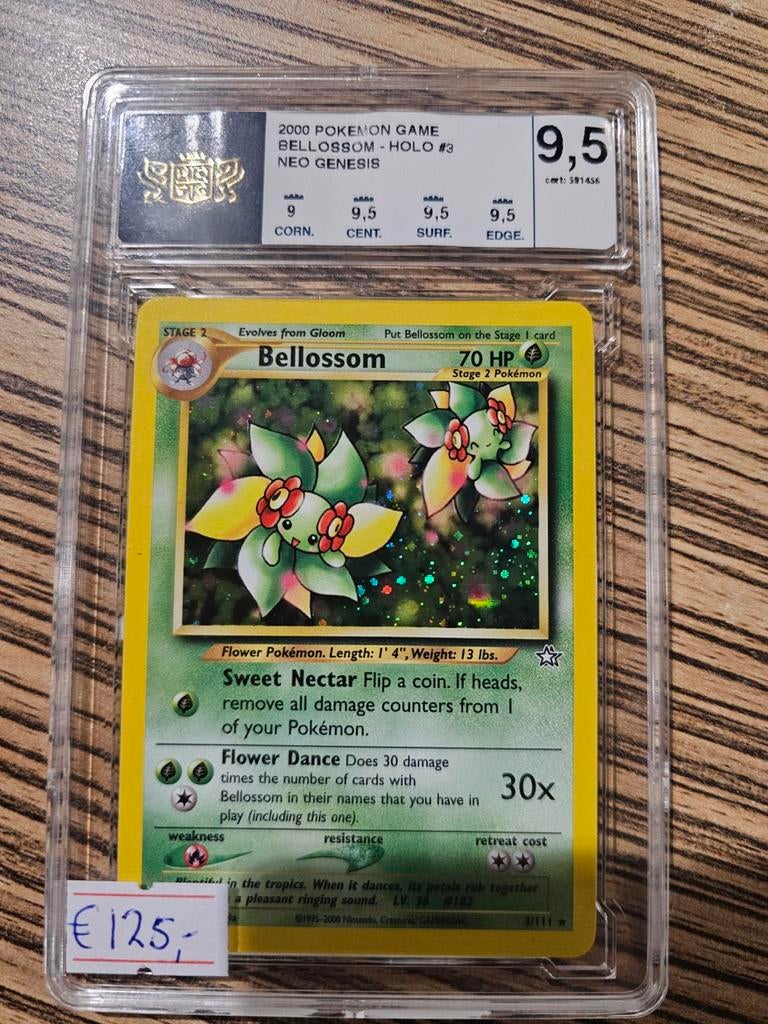 Bellossom Holo #3 Neo Genesis WOTC 9.5 Grade Pokémon Kaart, Ophalen of Verzenden, Zo goed als nieuw, Losse kaart