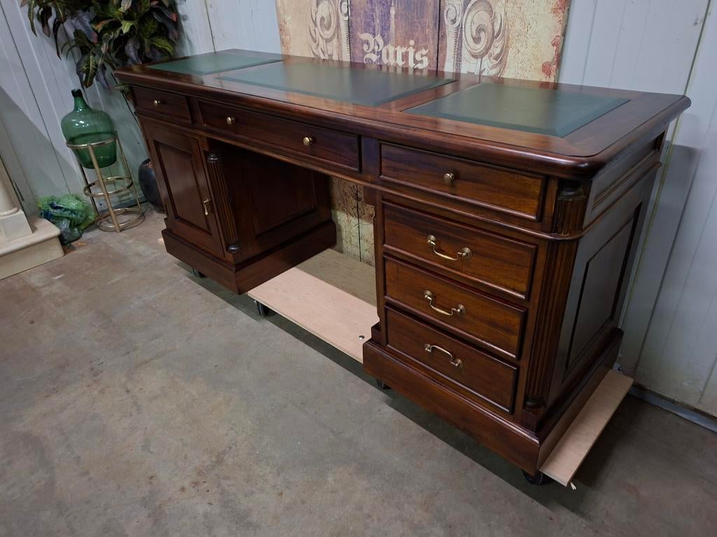 Klassiek Engels bureau, schrijftafel, desk, uniek smal, Huis en Inrichting, Bureaus, Ophalen of Verzenden, Zo goed als nieuw