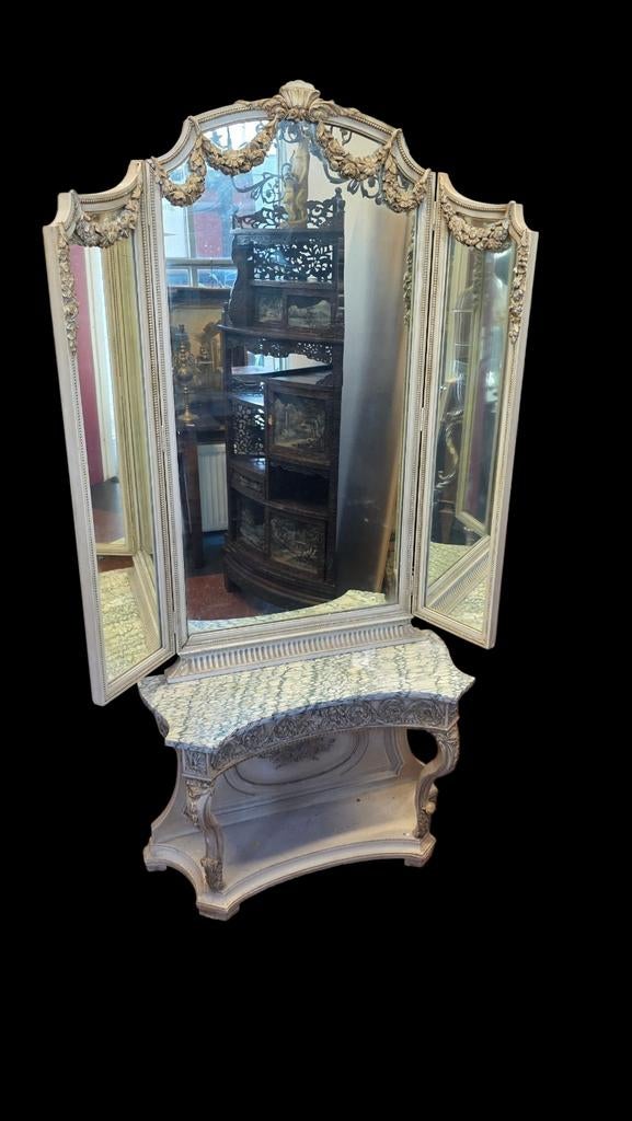 Antieke Franse Louis XVI Kaptafel, Ophalen, 100 tot 150 cm, 100 tot 150 cm