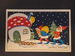 Vintage Nieuwjaarskaart met kabouters en paddenstoel, Verzenden, 1920 tot 1940, Gelopen, Zuid-Holland