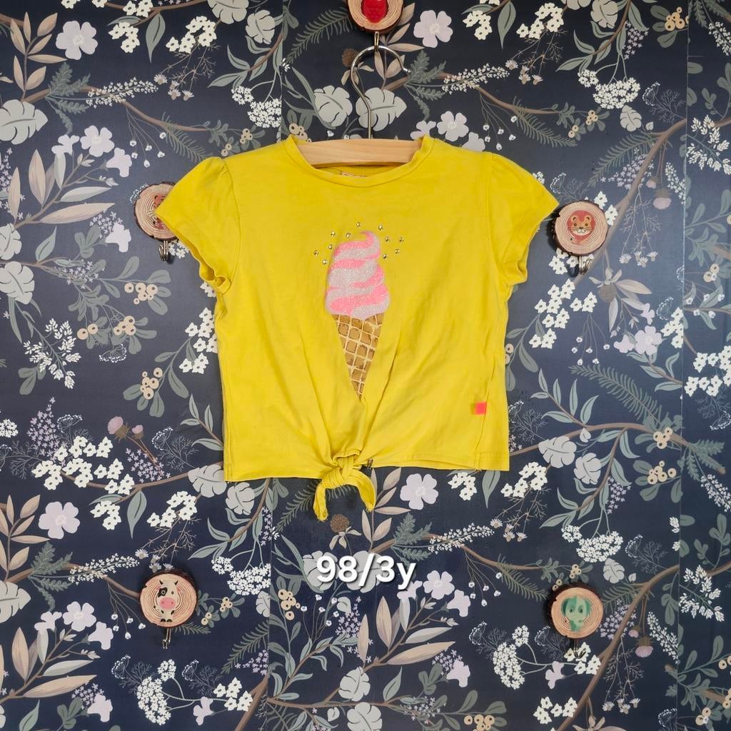 Geel T-shirt met ijsje maat 98, Ophalen of Verzenden