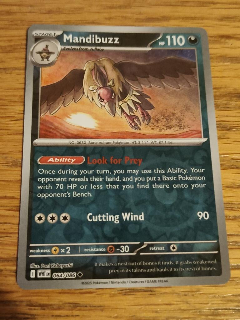 Mandibuzz reverse holo 064/086 white flare, Ophalen of Verzenden, Zo goed als nieuw, Losse kaart, Foil