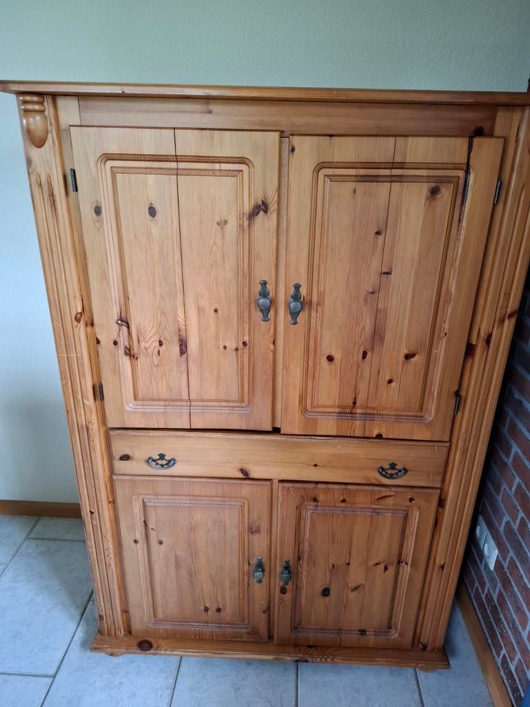 Massief houten kast met deuren en lades, Ophalen, Gebruikt, 70 tot 120 cm, Rustiek