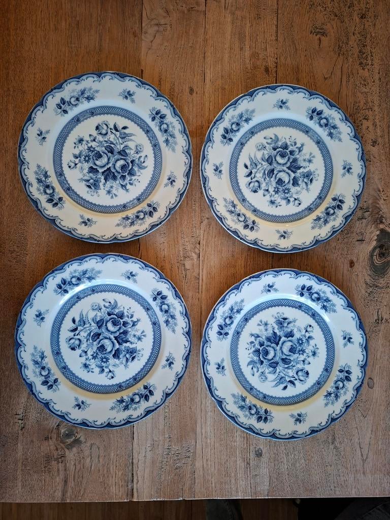 Vier Blue Rose borden, doorsnede 26cm., Antiek en Kunst, Ophalen of Verzenden