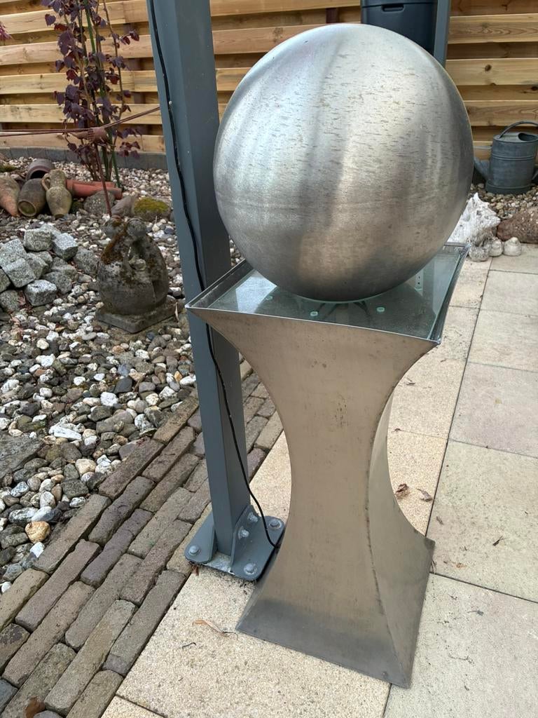Waterornament  RVS incl pomp, Tuin en Terras, Waterpartijen en Fonteinen, Ophalen, Zo goed als nieuw, Rvs, Waterornament