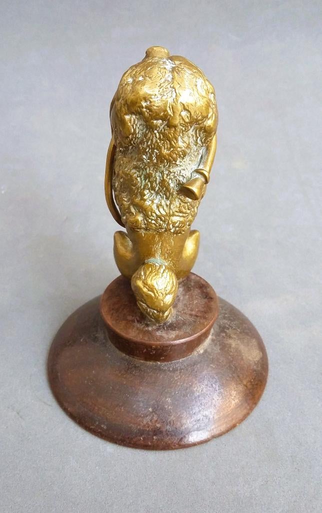 Om 1900 Bronzen Beeldje Hond Poedel met looplijn in de mond, Antiek en Kunst, Antiek | Koper en Brons, Ophalen of Verzenden, Brons