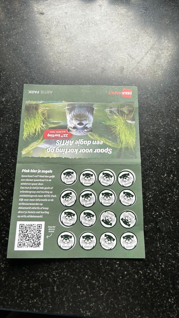 Artis volle spaarkaart Dekamarkt !, Ophalen of Verzenden, Winkel, Super of Benzinepomp, Volle spaarkaart