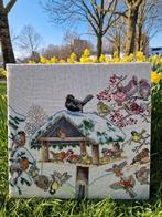 Geborduurd Wintertafereel - Eva Rosenstand "Bird Table", Minder dan 50 cm, Ophalen of Verzenden, Zo goed als nieuw, Schilderij