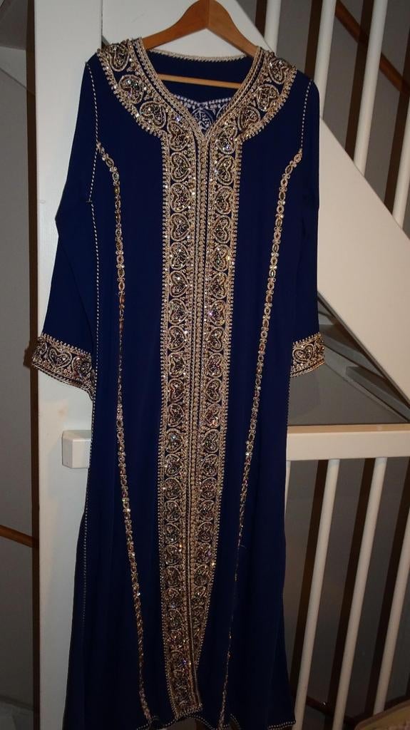 Blauwe kaftan takchita jurk maat s/m, Overige typen, Blauw, Zo goed als nieuw, Ophalen