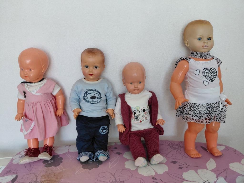 Set van 4 vintage babypoppen, Ophalen of Verzenden, Gebruikt, Babypop