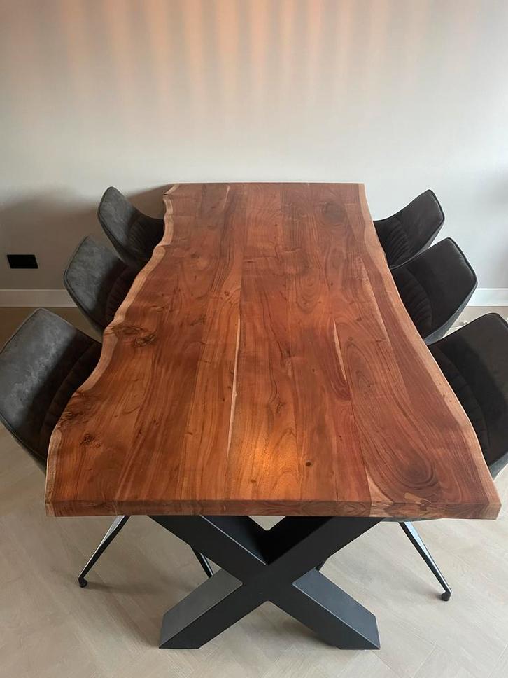 Boomstamtafel Acaciahout 200x100cm, Huis en Inrichting, Tafels | Eettafels, Nieuw, 50 tot 100 cm, 150 tot 200 cm, Vijf personen of meer