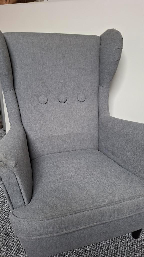Ikea Strandmon Kinderfauteuil - Grijs, Huis en Inrichting, Fauteuils, Gebruikt, Hout, Stof, 50 tot 75 cm, Minder dan 75 cm, Ophalen of Verzenden