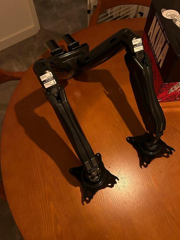 Dubbele Monitor Arm met Klem, Computers en Software, Laptopstandaarden, Gebruikt, In hoogte verstelbaar, Ophalen