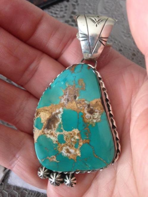 Zilveren hanger met Pilot Mountain turquoise, incl. ketting, Sieraden, Tassen en Uiterlijk, Kettinghangers, Nieuw, Zilver, Overige voorstellingen