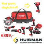 Actie: 6 delige Milwaukee set: Boor, slagmoer, slijptol etc., Ophalen, 600 watt of meer, Nieuw, Boor- en Schroefmachine