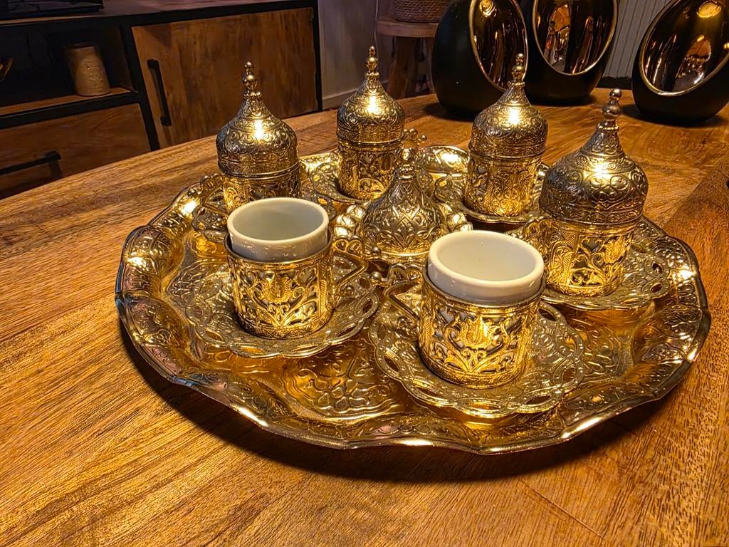 Prachtig Turks koffieservies nieuw, Ophalen of Verzenden, Zo goed als nieuw, Overige stijlen, Kop(pen) en/of Schotel(s)