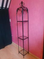 Metalen zwarte zuil met planken van glas, Huis en Inrichting, Woonaccessoires | Zuilen en Pilaren, Ophalen, Zo goed als nieuw