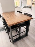 Hoge eettafel met 4 stoelen, Huis en Inrichting, Tafels | Eettafels, Ophalen, Gebruikt, Overige materialen, 100 tot 150 cm