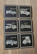 Vintage lederen oldtimer onderzetters, Huis en Inrichting, Woonaccessoires | Onderzetters, Ophalen of Verzenden, Gebruikt, Glas of Kopje