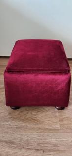 Red velvet voetenbankje met handige opbergruimte zgan, Ophalen, Minder dan 50 cm, Vierkant, Hout