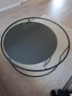 Ronde salontafel 1.10m met glas en roestplekken, Ophalen, Gebruikt, Rond, Glas