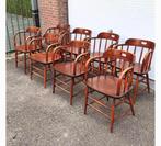 Vintage stoel met spijlen ook per stuk te koop, Ophalen of Verzenden, Gebruikt, Bruin, Eén