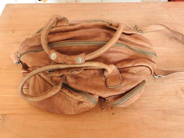 Mooie handtas / cowboytas van prachtig soepel bruin leer., Sieraden, Tassen en Uiterlijk, Tassen | Damestassen, Gebruikt, Handtas