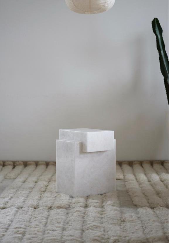 Marmer & Onyx Bijzettafels, Huis en Inrichting, Tafelonderdelen, Gebruikt, Tafelblad, Minder dan 50 cm, Vierkant, Overige materialen