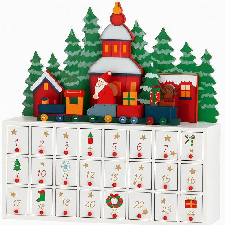 Adventskalender Winterlandschap – Hout – 24 Deuren, Diversen, Kerst, Nieuw, Ophalen of Verzenden
