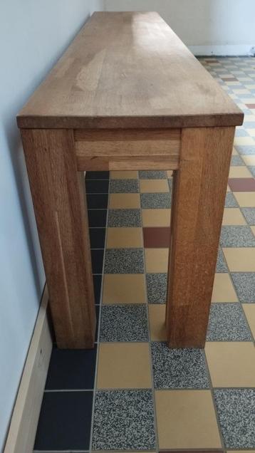 massief eiken haltafel / side-table / salontafel - 160 x 30  beschikbaar voor biedingen