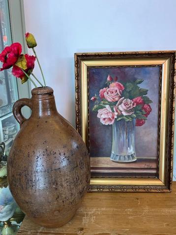 Oud schilderij met bloemen beschikbaar voor biedingen