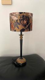 Mooie zware tafellamp metaal zwart/ goud met fluwelen kap. /, Ophalen of Verzenden, Zo goed als nieuw, Metaal, 50 tot 75 cm