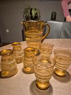 1950s Italian Blown Artist Gold Glass Pitcher & Glasses Set, Ophalen of Verzenden, Zo goed als nieuw, Overige typen