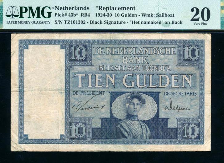 PMG: 10 Gulden 1930 'Zeeuws Meisje’ - TZ101302 (Zeldzaam), Postzegels en Munten, Bankbiljetten | Nederland, Los biljet, 10 gulden
