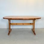 Vintage ovaal grenen tafel met verlengbaar blad, Huis en Inrichting, Tafels | Eettafels, Gebruikt, 100 tot 150 cm, Vintage, 200 cm of meer