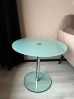 Glazen bijzettafeltje, Huis en Inrichting, Tafels | Bijzettafels, Minder dan 55 cm, Rond, Ophalen, 45 tot 60 cm