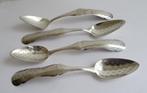 Antiek zilver 4x Biedermeier theelepel 12.5cm ~ 19e eeuw, Antiek en Kunst, Ophalen of Verzenden
