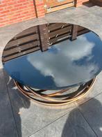 Ronde glazen salontafel bronze, Huis en Inrichting, Minder dan 50 cm, Rond, Zo goed als nieuw, Ophalen