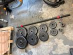 Les mills halter set 40 kg gewicht stang met schijven, Sport en Fitness, Fitnessmaterialen, 40 kg, Gebruikt, Ophalen of Verzenden