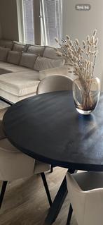 Zwarte Eettafel Mangohout van Zitmaxx, Huis en Inrichting, Tafels | Eettafels, Ophalen, 100 tot 150 cm, Rond, Zo goed als nieuw