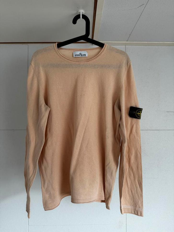 Stone Island Trui Maat L - Gedragen, Kleding | Heren, Truien en Vesten, Gedragen, Maat 52/54 (L), Beige, Ophalen of Verzenden