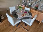 Mooie ronde Tafel met 4 Stoelen, Huis en Inrichting, Tafels | Eettafels, Ophalen, 50 tot 100 cm, 100 tot 150 cm, Rond