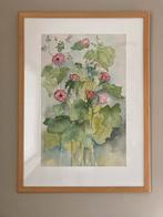 Aquarel bloemen in houten lijst - 75x55 cm, Ophalen