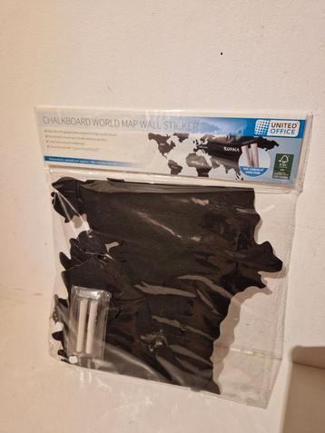 Krijtbord wereldkaart muursticker, Nieuw, 100x45 cm beschikbaar voor biedingen