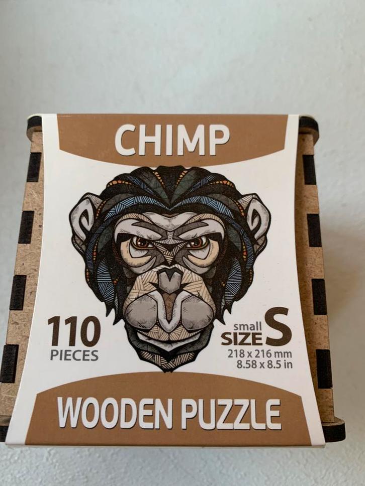 Houten puzzel Chimpansee, Hobby en Vrije tijd, Denksport en Puzzels, Nieuw, Minder dan 500 stukjes, Ophalen of Verzenden