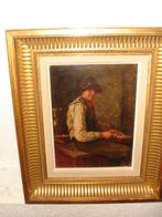 Josse Impens - (1840–1905) - Boy pealing potatoes., Ophalen of Verzenden