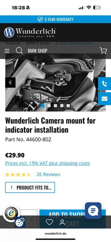Wunderlich Camera mount BMW GS beschikbaar voor biedingen