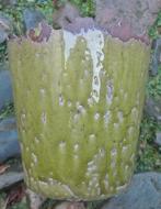 CUSCO - BLOEMPOT - KERAMIEK - CRAQUELE - RAFELRAND - APART, Tuin en Terras, Bloempotten, Rond, Nieuw, Ophalen of Verzenden, Aardewerk