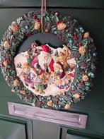 Kerstkrans met Kerstman en kinderen in sneeuwtafereel, Diversen, Kerst, Ophalen of Verzenden, Zo goed als nieuw