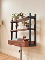 Vintage wandrek Simpla lux met lade teak hout jaren 50/60, Ophalen, Gebruikt, Minder dan 150 cm, Met lade(s)